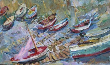 Картина под названием "Лодки в Форосе." - Liza Yashina, Подлинное произведение искусства, Масло