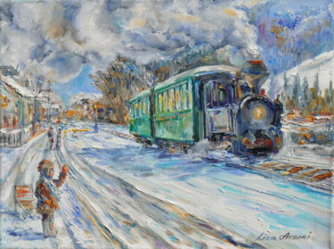 Картина под названием "Locomotiva a vapore" - Liza Atzori, Подлинное произведение искусства, Масло