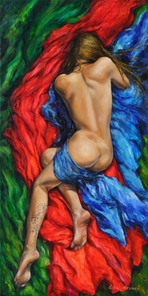 Картина под названием "Donna con tatuaggio" - Liza Atzori, Подлинное произведение искусства, Масло
