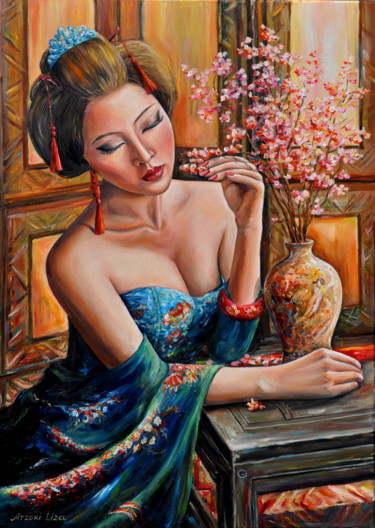 Картина под названием "Sakura" - Liza Atzori, Подлинное произведение искусства, Масло