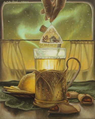 Картина под названием "-Morning on the tra…" - Лиза Рэй, Подлинное произведение искусства, Масло