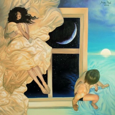 Painting titled "Лиза Рэй – Утро, Мo…" by Liza Rei, Original Artwork, Oil