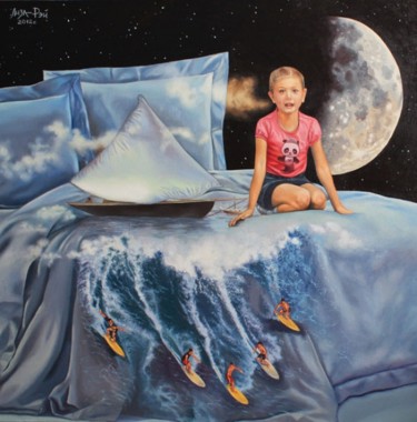 Painting titled "I do not sleep, I d…" by Liza Rei, Original Artwork, Oil