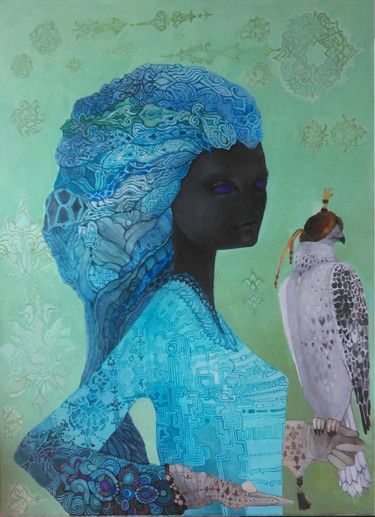 Painting titled "Gyrfalcon" by Lizard, Original Artwork, Oil