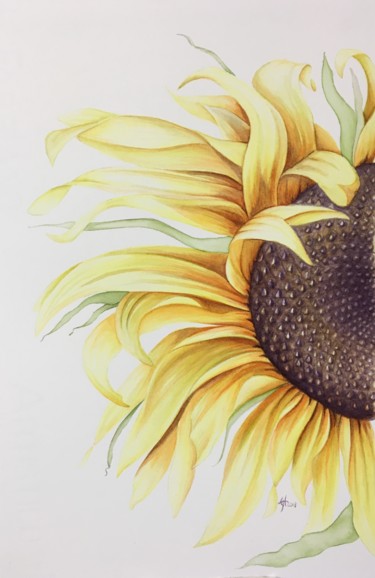 Peinture intitulée "Sunflower “Russian…" par Liz Hansen, Œuvre d'art originale, Aquarelle