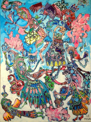Les Déesses du temps Peinture intitulée "Les Déesses du temps" par Liz Mosa, Œuvre d'art originale, Acrylique