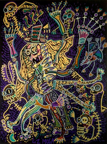 La Déesse du Vaudoo Peinture intitulée "La Déesse du Vaudoo" par Liz Mosa, Œuvre d'art originale, Acrylique