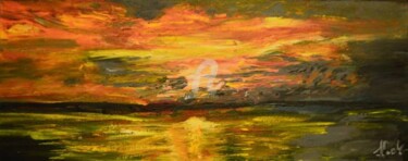Peinture intitulée "Coucher de soleil d…" par Lizzie-Mary, Œuvre d'art originale, Gouache