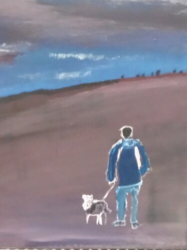 Malerei mit dem Titel "Me and dog" von John Hennessey, Original-Kunstwerk, Öl