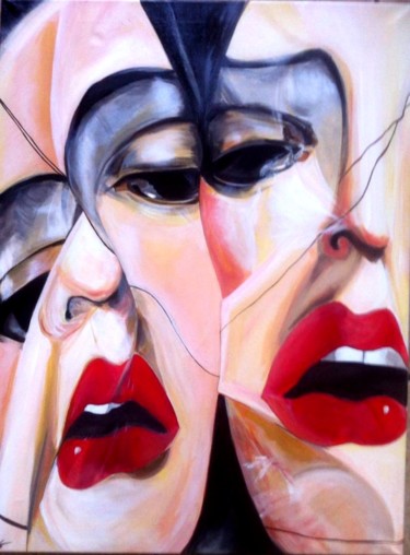 Painting titled "Visages" by Ljiljana Nicevski, Original Artwork, Acrylic