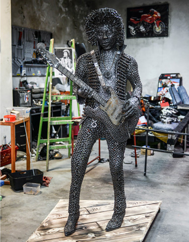 Sculpture titled "Metall Skulptur Jim…" by Boris Deheljan, Original Artwork, Metals