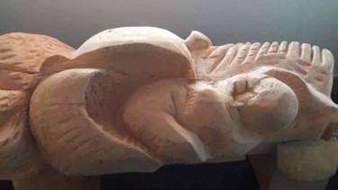Escultura intitulada "Birth" por Ljuba, Obras de arte originais, Madeira
