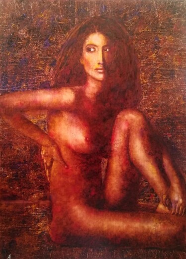 Painting titled "Bella" by Ljubov Ananina, Original Artwork, Oil Mounted on Wood Stretcher frame