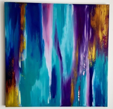 Painting titled "Flowing - abstract…" by Lilla Kuzma, Original Artwork, Acrylic