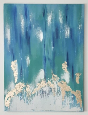 Pintura intitulada "Turquoise - abstrac…" por Lilla Kuzma, Obras de arte originais, Acrílico