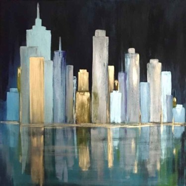 Schilderij getiteld "CITY LIGHTS I." door Lilla Kuzma, Origineel Kunstwerk, Acryl