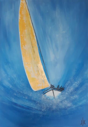 Painting titled "SAILING BOAT" by Lilla Kuzma, Original Artwork, Acrylic