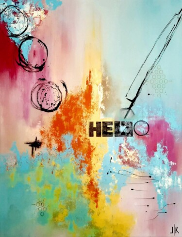 Painting titled "HELLO" by Lilla Kuzma, Original Artwork, Acrylic