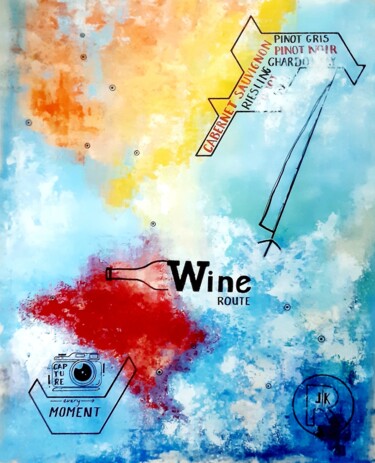 Painting titled "WINE ROUTE" by Lilla Kuzma, Original Artwork, Acrylic