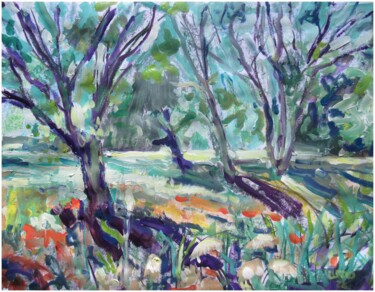 Painting titled "Sous-bois et Chêne-…" by Lledo, Original Artwork, Acrylic