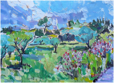 Peinture intitulée "Oliviers en Provence" par Lledo, Œuvre d'art originale, Huile