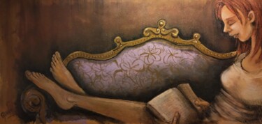 Картина под названием "Mujer leyendo" - Lluis Quiñones, Подлинное произведение искусства, Акрил