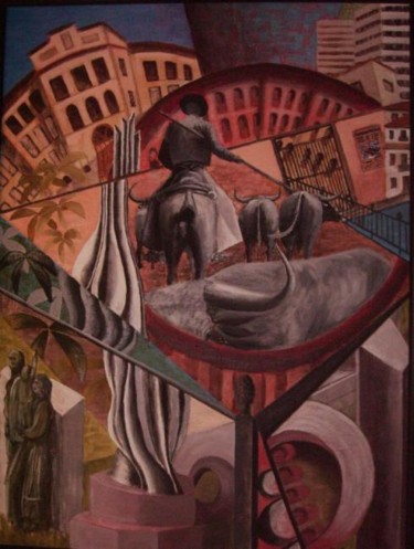 Pintura titulada "PLAÇA DE BOUS" por Paco Ibañez  Prieto, Obra de arte original