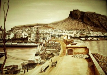 Pintura titulada "el port en 1800" por Paco Ibañez  Prieto, Obra de arte original