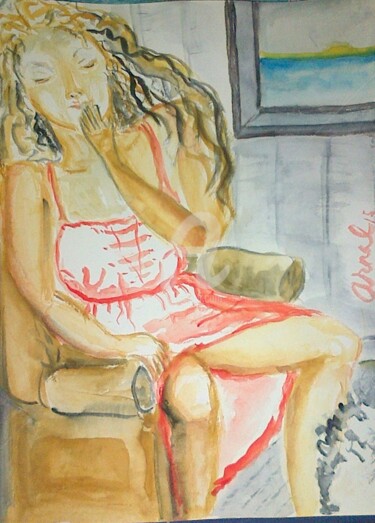 Peinture intitulée "Tendresse ET Erotis…" par Lm Arnal, Œuvre d'art originale, Aquarelle