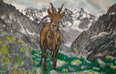 Dessin intitulée "Vie des Alpes" par Marc Lavigne, Œuvre d'art originale, Pastel