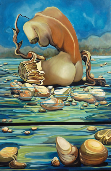 Pintura titulada "Υγρές σκέψεις" por Lilian Manolakaki/ Lm Artist, Obra de arte original, Oleo