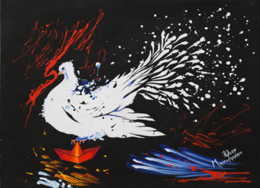 Ζωγραφική με τίτλο "Ειρήνη" από Lilian Manolakaki/ Lm Artist, Αυθεντικά έργα τέχνης, Ακρυλικό