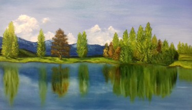 Картина под названием "Тишина. Озеро Те-Ан…" - Ichenko, Подлинное произведение искусства, Масло