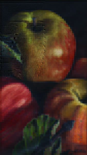 Peinture intitulée "quatre-pommes.jpg" par Louis-Michel De Lara, Œuvre d'art originale, Gouache