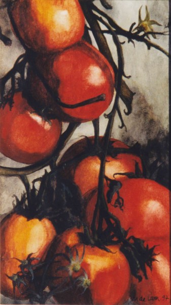 Painting titled "tomates.jpg" by Louis-Michel De Lara, Original Artwork, Gouache