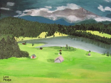 Pintura intitulada "Field and mountains" por Luiz Paulo, Obras de arte originais, Acrílico