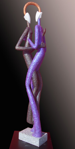 Couple Violet Sculpture intitulée "Couple Violet" par Laurent Messager, Œuvre d'art originale, Béton