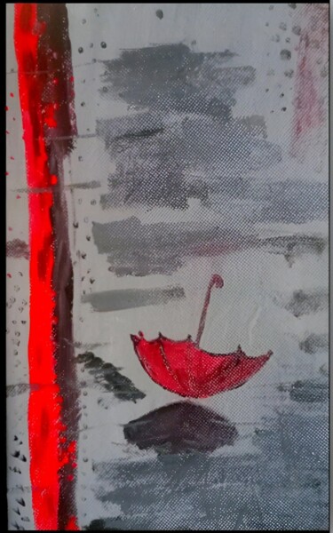 Dessin intitulée "المظلة المنسية" par Lmorabit, Œuvre d'art originale, Acrylique
