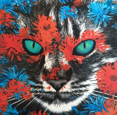 Peinture intitulée "Cat 04" par Ln, Œuvre d'art originale, Acrylique
