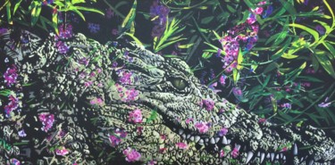 Peinture intitulée "Crocodile" par Ln, Œuvre d'art originale, Acrylique