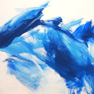 Painting titled "Carré bleu moyen 3" by Ln Le Cheviller, Original Artwork, Acrylic