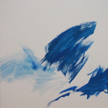 Картина под названием "Carré bleu moyen 1" - Ln Le Cheviller, Подлинное произведение искусства, Акрил