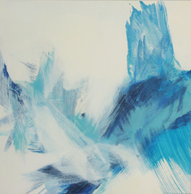Картина под названием "Carré bleu moyen 4" - Ln Le Cheviller, Подлинное произведение искусства, Акрил