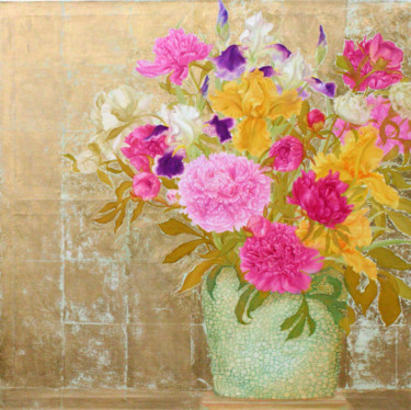 Summer Bouquet in Japanese Vase Картина под названием "Summer Bouquet in J…" - Natalie Levkovska, Подлинное произведение искусства, Масло