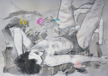 Dibujo titulada "Body perspective" por Natalie Levkovska, Obra de arte original, Gouache