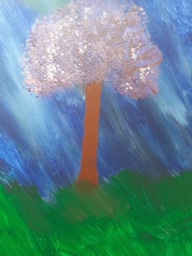 Malerei mit dem Titel "The tree at night" von Loa, Original-Kunstwerk, Acryl