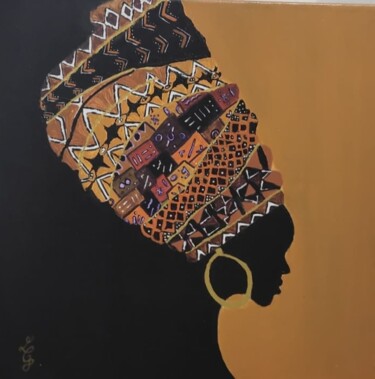 Malerei mit dem Titel "La femme au turban" von Loann, Original-Kunstwerk, Acryl Auf Keilrahmen aus Holz montiert