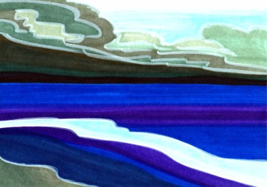 Drawing titled "Sea side" by Polina Loban, Original Artwork, Marker