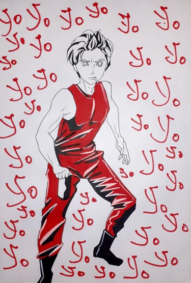Beer fighter Disegno intitolato "Beer fighter" da Polina Loban, Opera d'arte originale, Pennarello