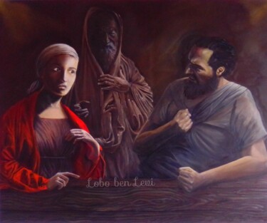 Картина под названием "Shaul, Shmuel and t…" - Lobo Ben Levi, Подлинное произведение искусства, Масло Установлен на Деревянн…